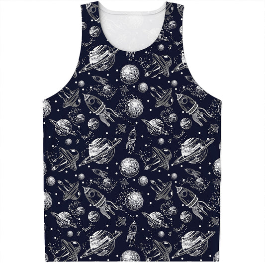 Galaxy UFO Pattern Print Men's Tank Top