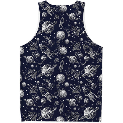 Galaxy UFO Pattern Print Men's Tank Top
