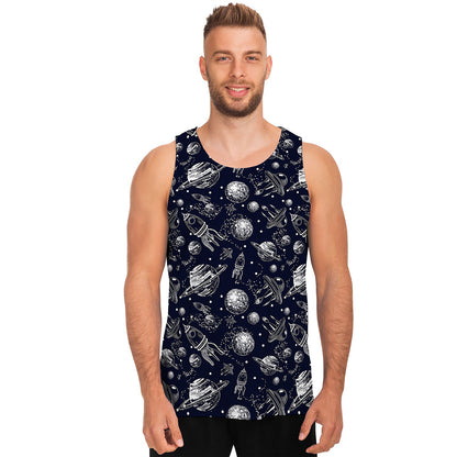 Galaxy UFO Pattern Print Men's Tank Top