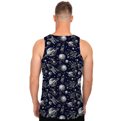 Galaxy UFO Pattern Print Men's Tank Top