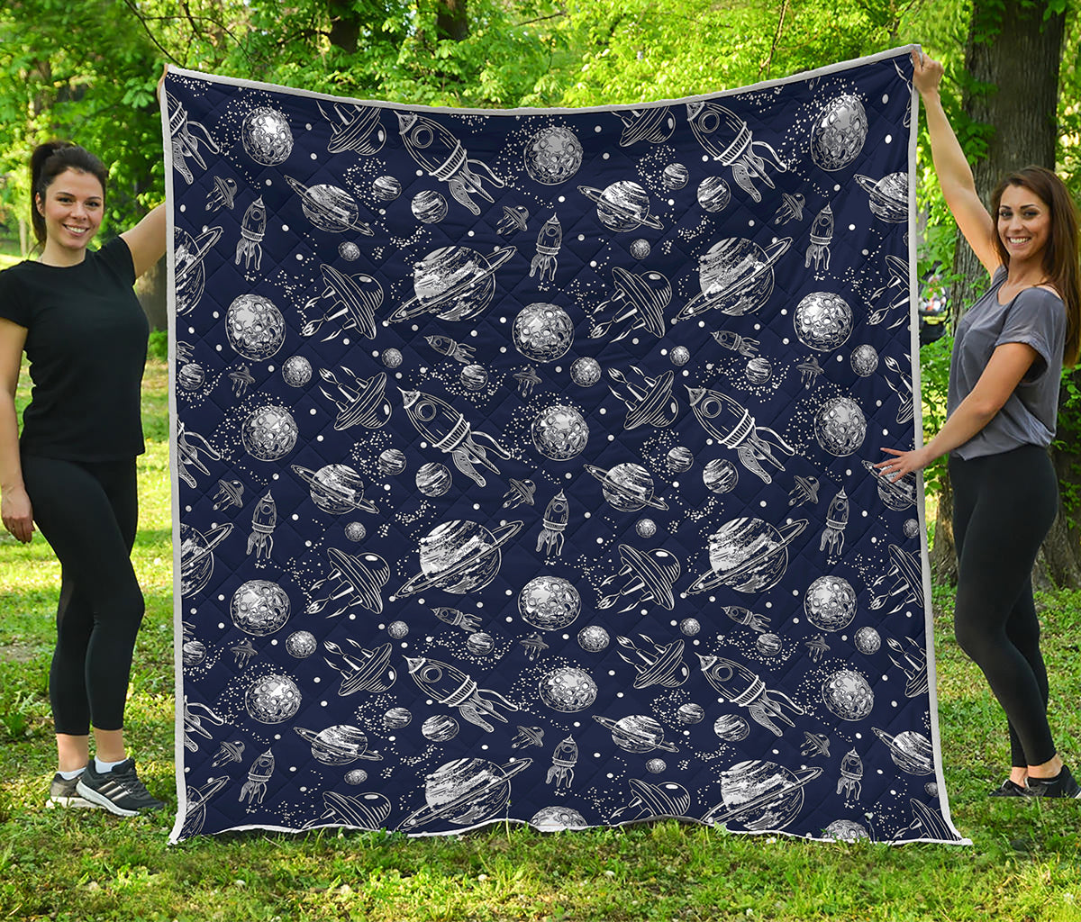 Galaxy UFO Pattern Print Quilt