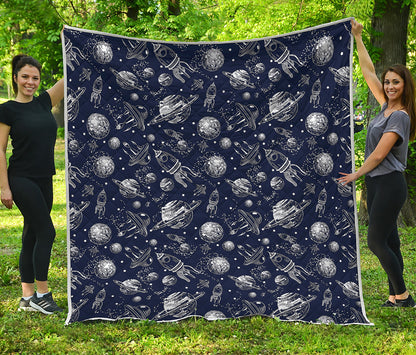Galaxy UFO Pattern Print Quilt