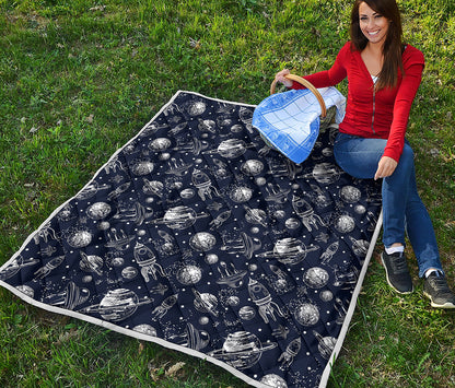 Galaxy UFO Pattern Print Quilt