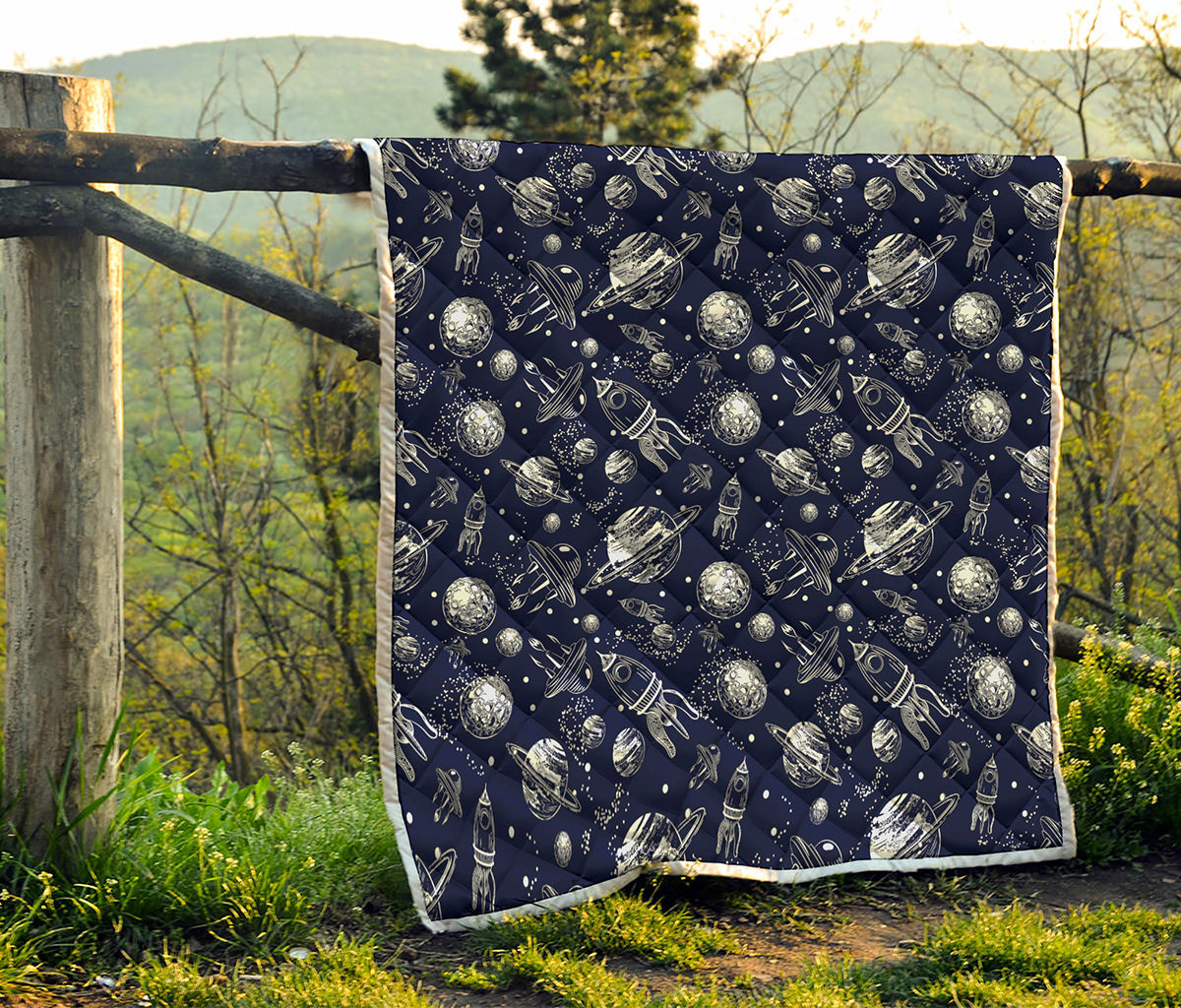 Galaxy UFO Pattern Print Quilt