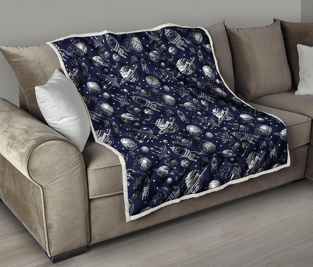 Galaxy UFO Pattern Print Quilt