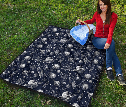 Galaxy UFO Pattern Print Quilt