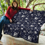 Galaxy UFO Pattern Print Quilt