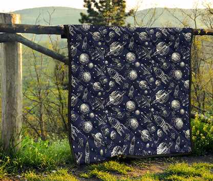 Galaxy UFO Pattern Print Quilt