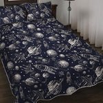 Galaxy UFO Pattern Print Quilt Bed Set