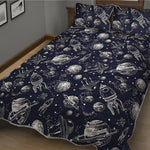 Galaxy UFO Pattern Print Quilt Bed Set