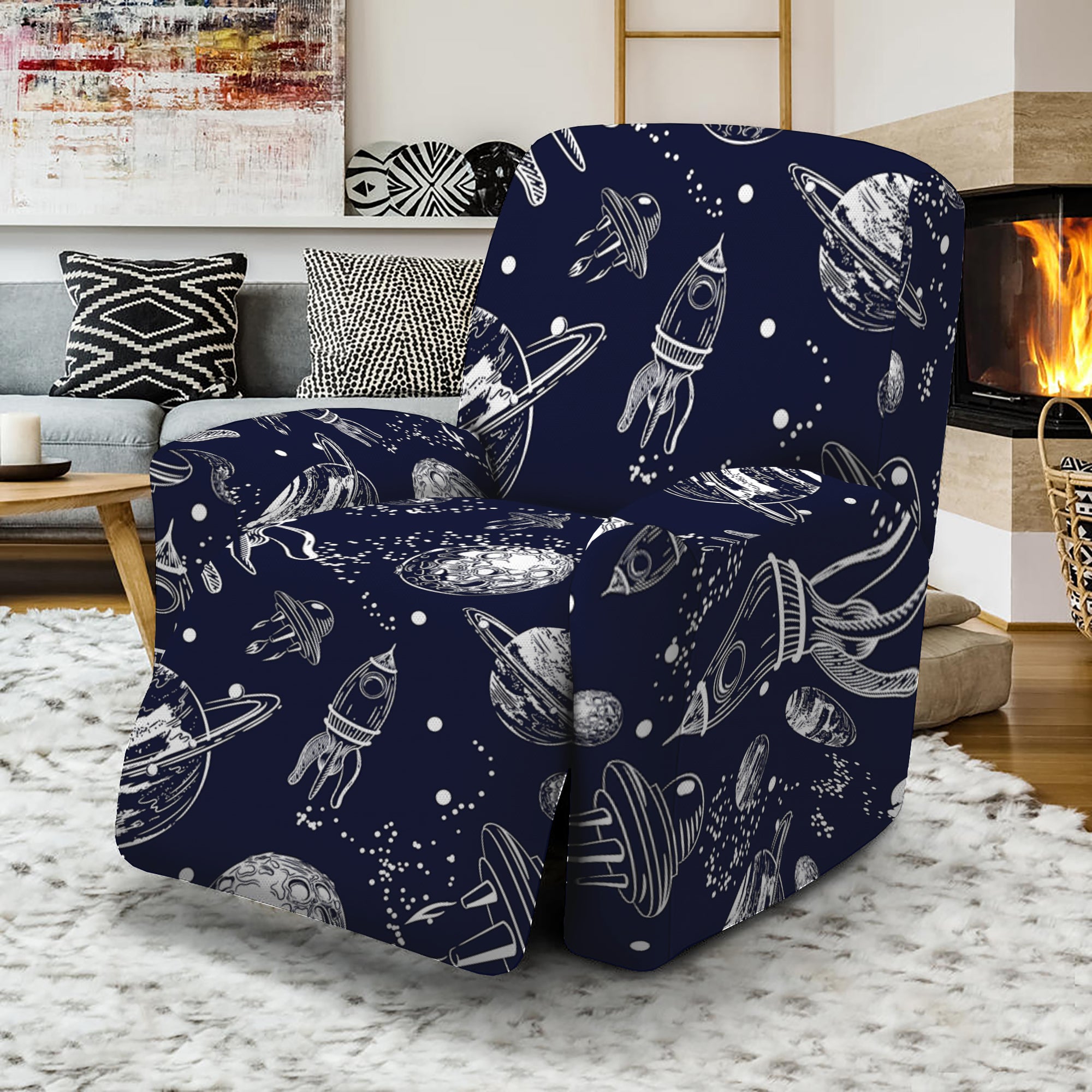 Galaxy UFO Pattern Print Recliner Slipcover