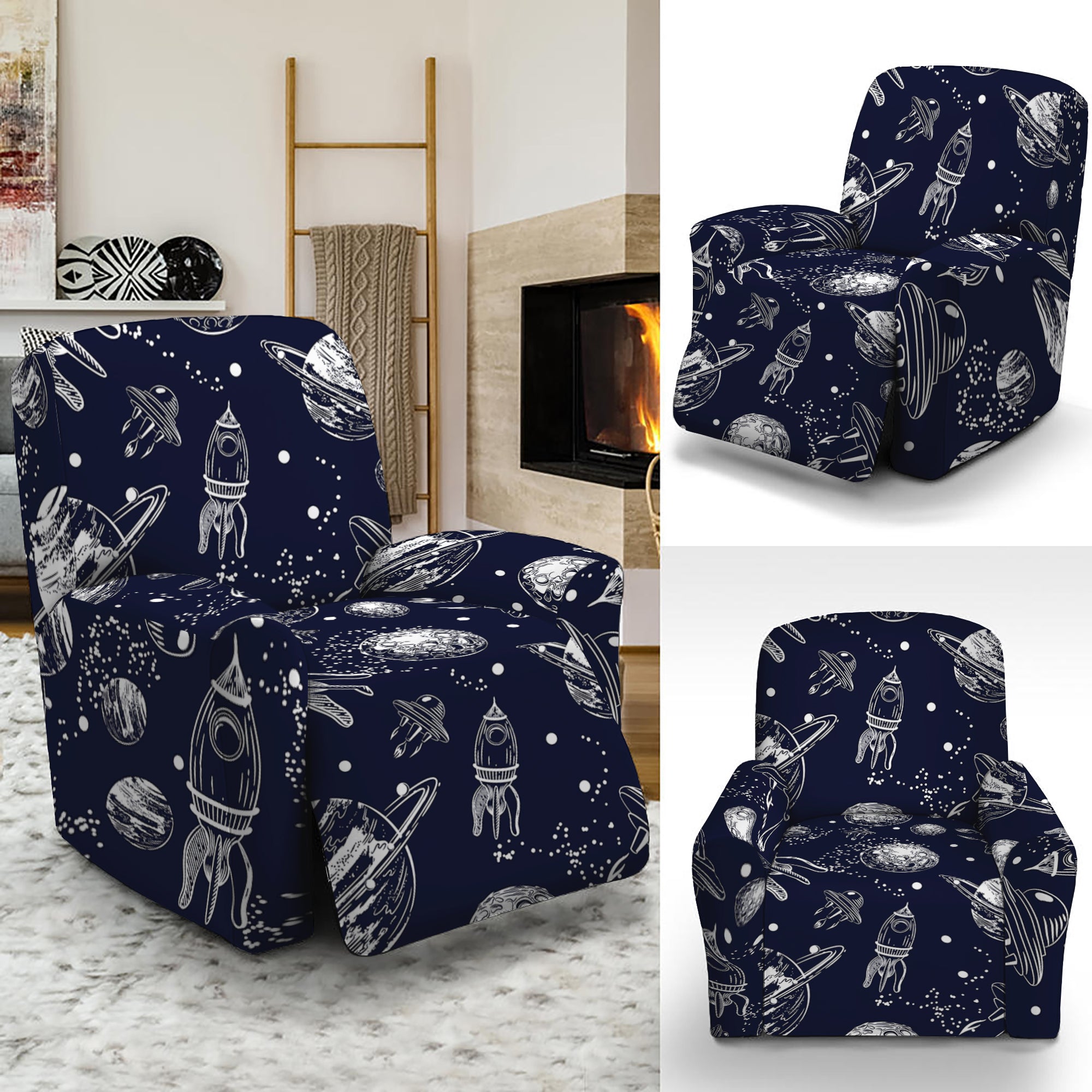 Galaxy UFO Pattern Print Recliner Slipcover