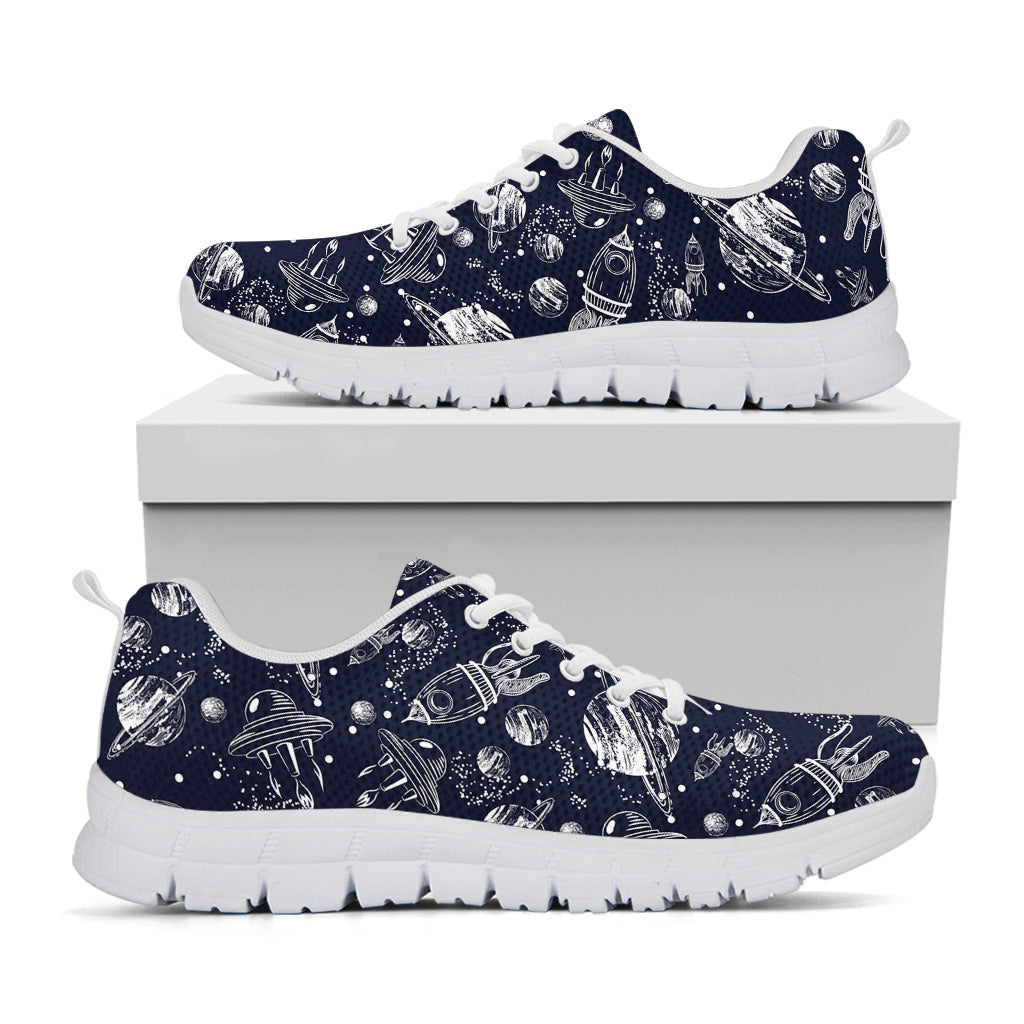 Galaxy UFO Pattern Print White Sneakers