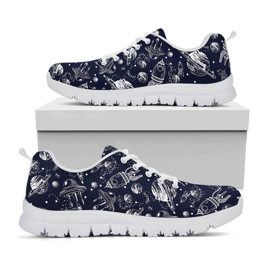 Galaxy UFO Pattern Print White Sneakers