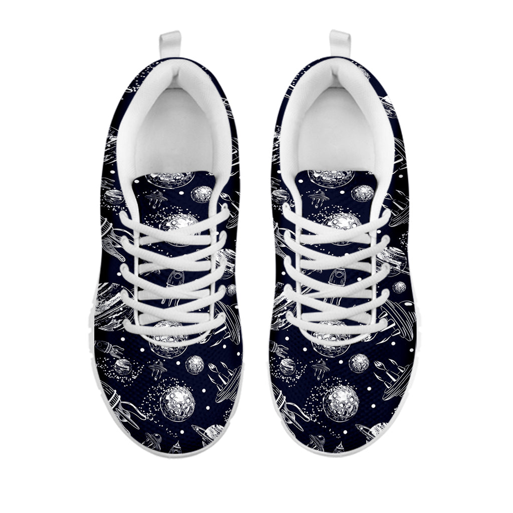 Galaxy UFO Pattern Print White Sneakers