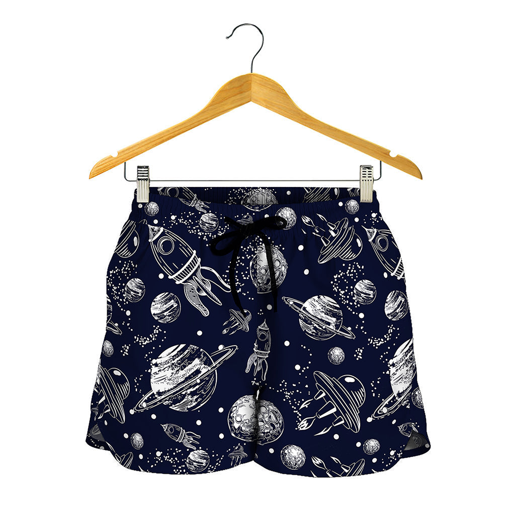Galaxy UFO Pattern Print Women's Shorts