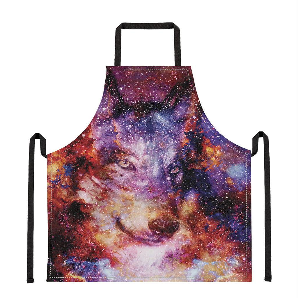 Galaxy Wolf Portrait Print Apron
