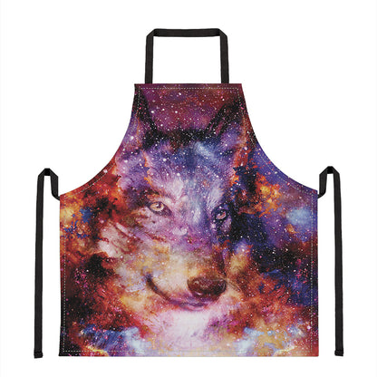 Galaxy Wolf Portrait Print Apron