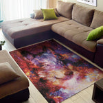 Galaxy Wolf Portrait Print Area Rug