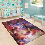 Galaxy Wolf Portrait Print Area Rug