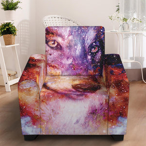 Galaxy Wolf Portrait Print Armchair Slipcover