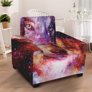 Galaxy Wolf Portrait Print Armchair Slipcover