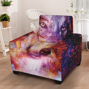 Galaxy Wolf Portrait Print Armchair Slipcover