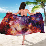 Galaxy Wolf Portrait Print Beach Sarong Wrap