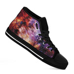 Galaxy Wolf Portrait Print Black High Top Shoes