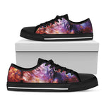 Galaxy Wolf Portrait Print Black Low Top Shoes