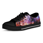 Galaxy Wolf Portrait Print Black Low Top Shoes
