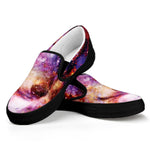 Galaxy Wolf Portrait Print Black Slip On Shoes