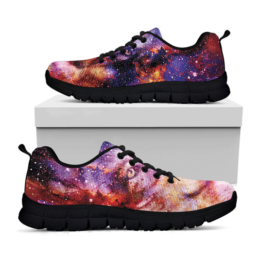 Galaxy Wolf Portrait Print Black Sneakers