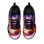 Galaxy Wolf Portrait Print Black Sneakers