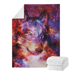 Galaxy Wolf Portrait Print Blanket