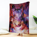 Galaxy Wolf Portrait Print Blanket