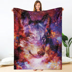 Galaxy Wolf Portrait Print Blanket