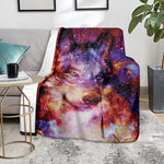 Galaxy Wolf Portrait Print Blanket