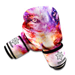 Galaxy Wolf Portrait Print Boxing Gloves