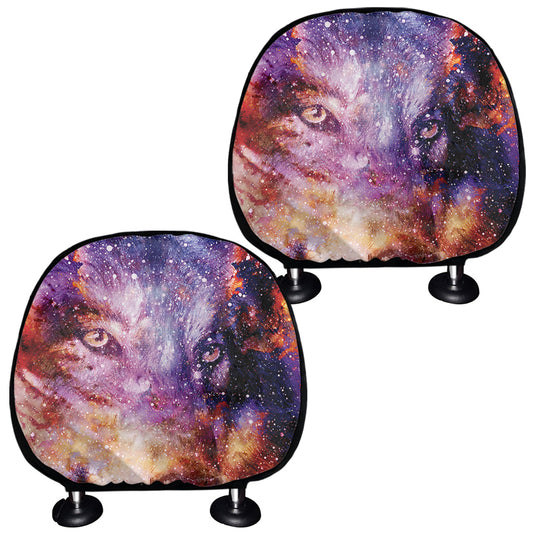 Galaxy Wolf Portrait Print Car Headrest Covers