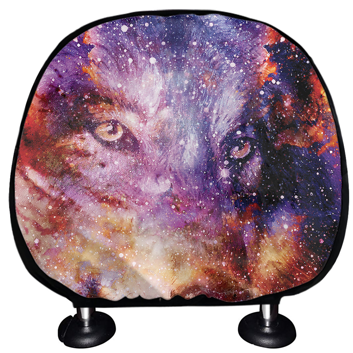 Galaxy Wolf Portrait Print Car Headrest Covers