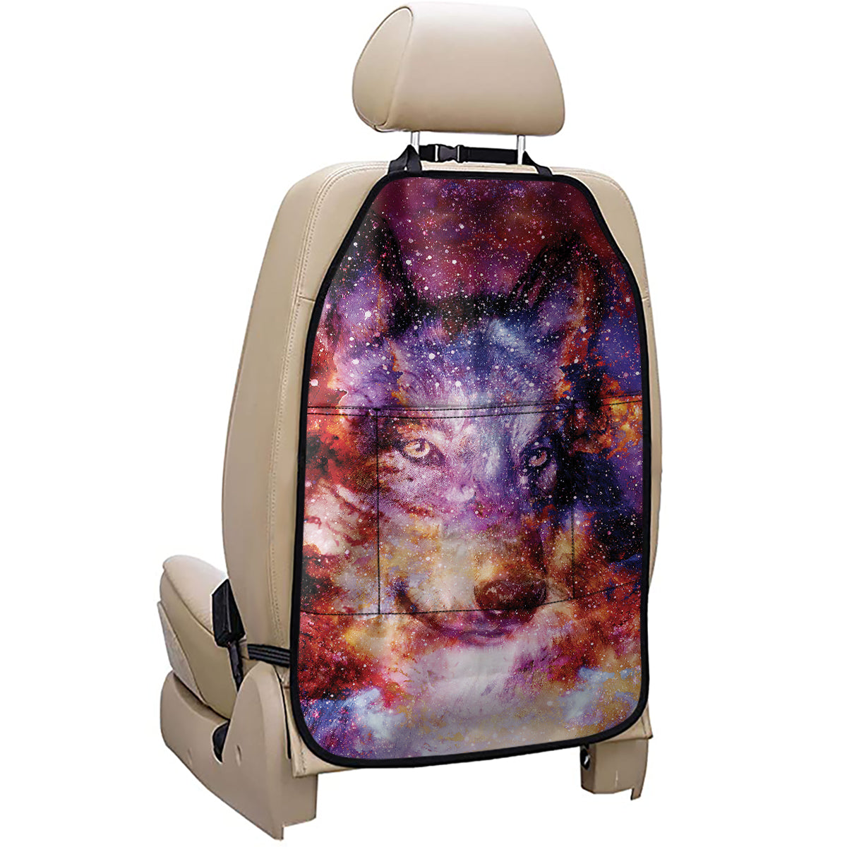 Galaxy Wolf Portrait Print Car Seat Organizers