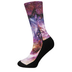 Galaxy Wolf Portrait Print Crew Socks
