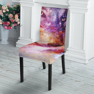 Galaxy Wolf Portrait Print Dining Chair Slipcover