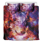 Galaxy Wolf Portrait Print Duvet Cover Bedding Set