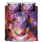 Galaxy Wolf Portrait Print Duvet Cover Bedding Set