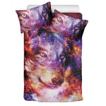 Galaxy Wolf Portrait Print Duvet Cover Bedding Set