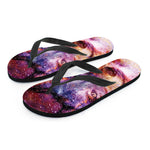 Galaxy Wolf Portrait Print Flip Flops