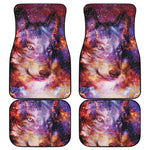 Galaxy Wolf Portrait Print Front and Back Car Floor Mats