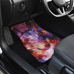 Galaxy Wolf Portrait Print Front and Back Car Floor Mats